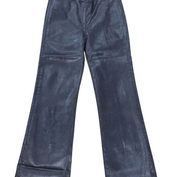 Frame NWT Jetset Crop Espresso Coated Polished Cotton Pull On Jeans Brown Size 0 - Picture 1 of 4